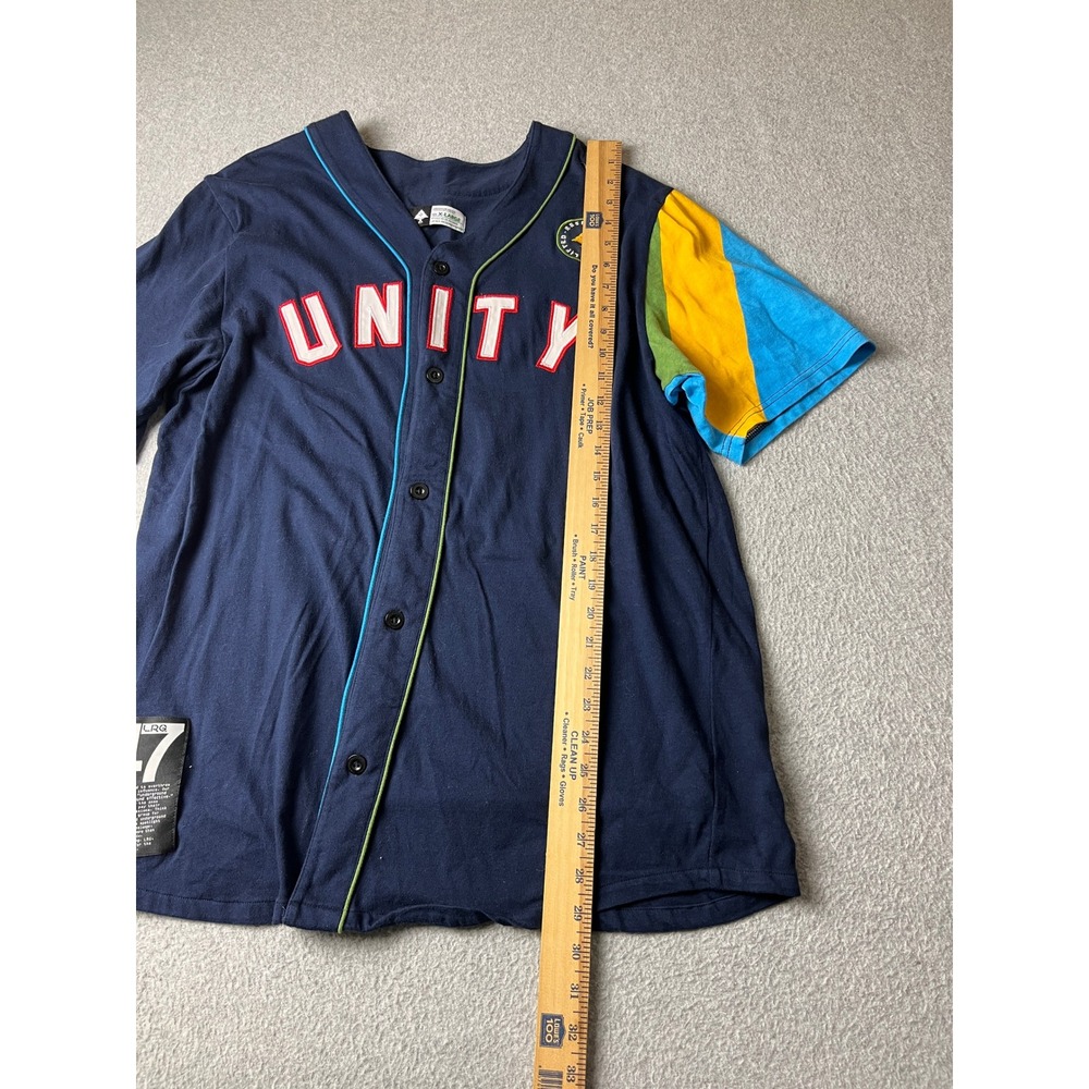 LRG Baseball Jersey Mens XL Navy Blue Unity 47 Lifted Research Group Colorblock - Picture 8 of 8
